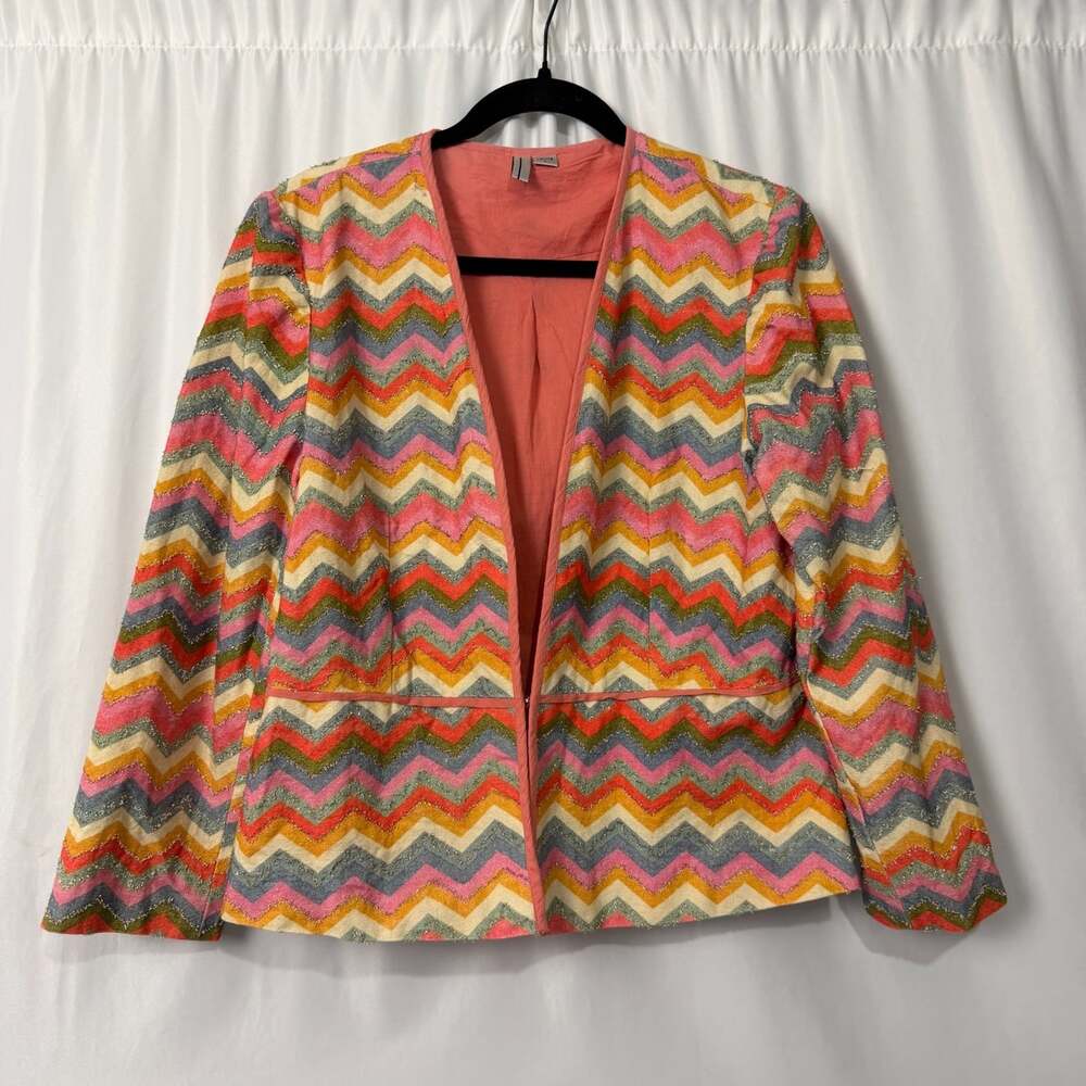 Blank London Open Front Colorful Embellished Jacket Blazer Sz Petite Large